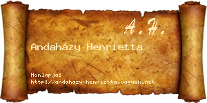 Andaházy Henrietta névjegykártya