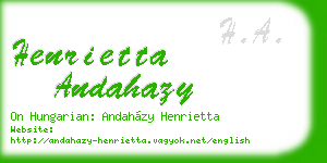 henrietta andahazy business card